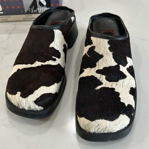 Ladies brown and white mules